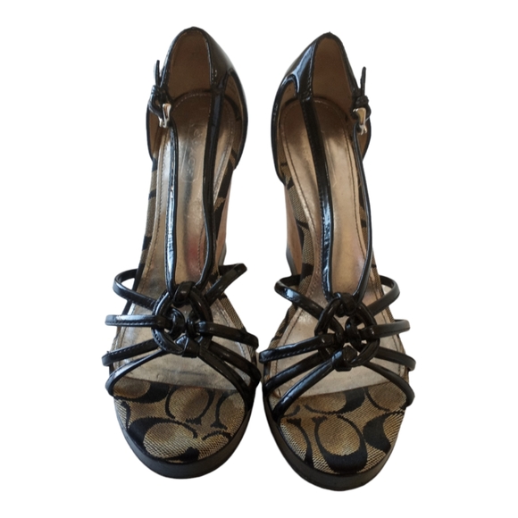 Coach Joslin Patent Leather Wedge Heels Sandals  Size 6M. - Picture 8 of 11